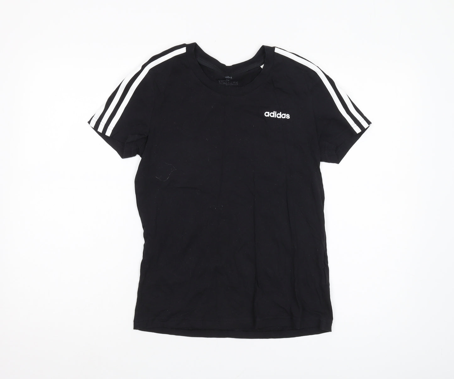 Adidas Boys Black M T-Shirt, Breathable Cotton Logo Top