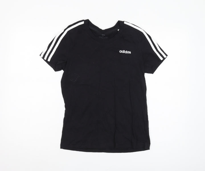 Adidas Boys Black M T-Shirt, Breathable Cotton Logo Top