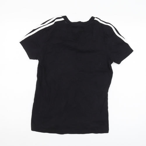 Adidas Boys Black M T-Shirt, Breathable Cotton Logo Top