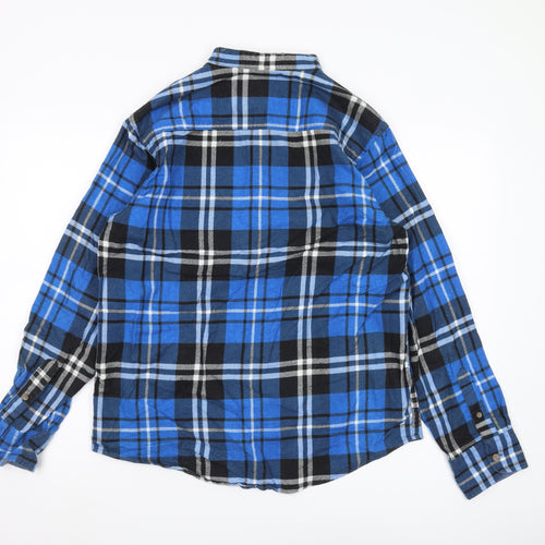 Groundwork Men's Blue Plaid Flannel Shirt L