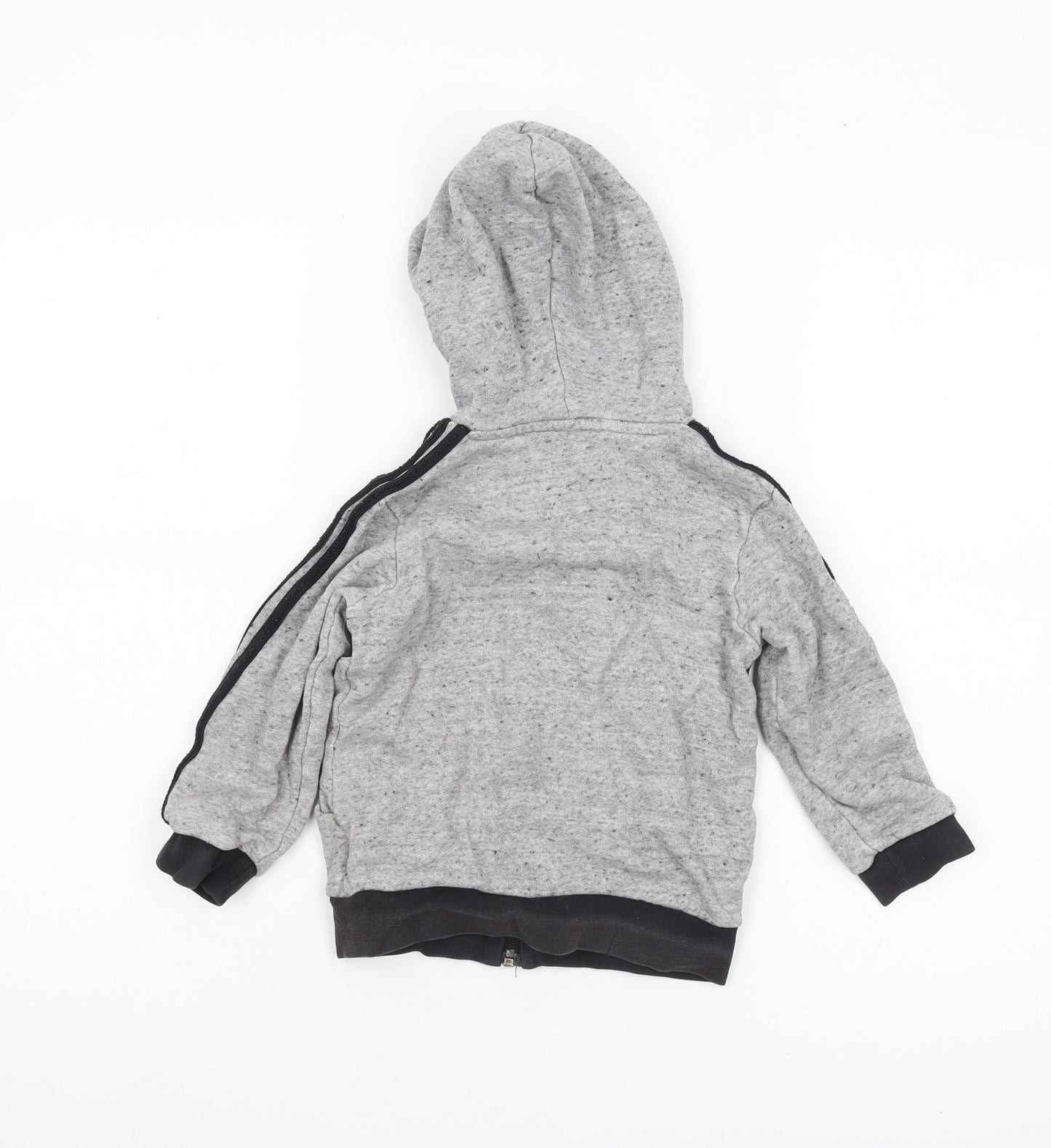 Adidas Boys Grey Full Zip Hoodie 3-4 Years with Logo Accents