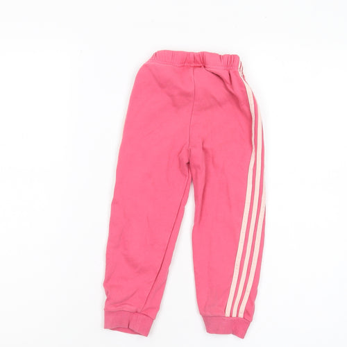 Adidas Girls Pink Jogger Trousers, 2-3 Years, Cotton Blend