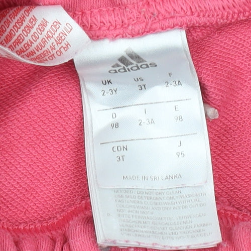 Adidas Girls Pink Jogger Trousers, 2-3 Years, Cotton Blend