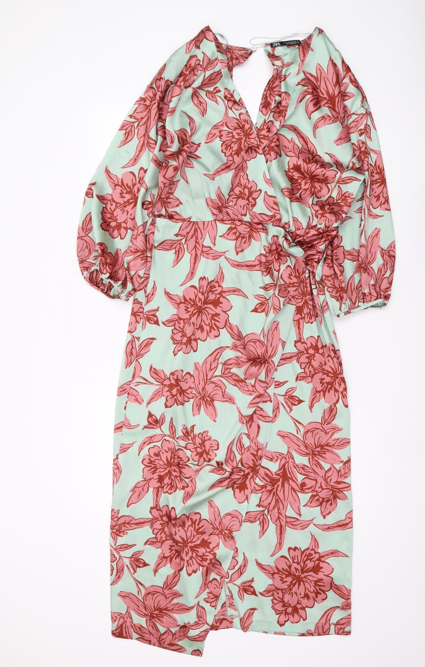 Zara Women's Multicoloured Floral Wrap Dress Size 10