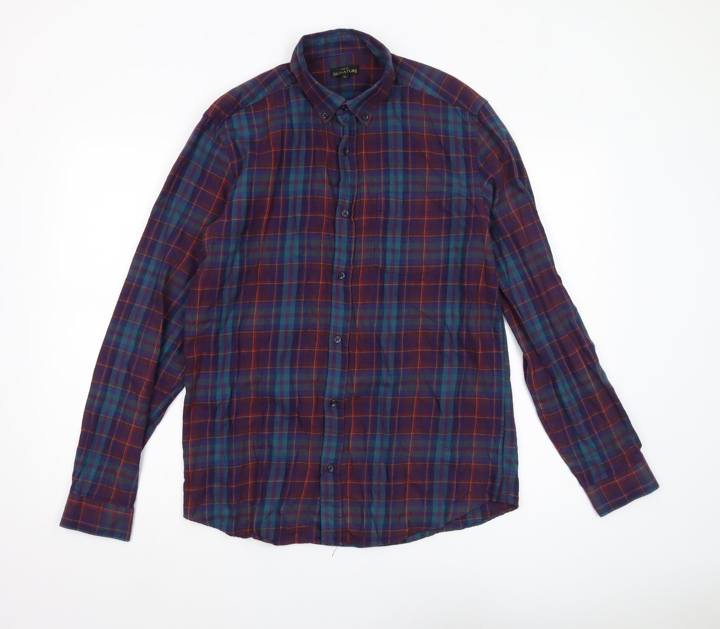 Next Men's Multicoloured Plaid Button-Up Shirt M