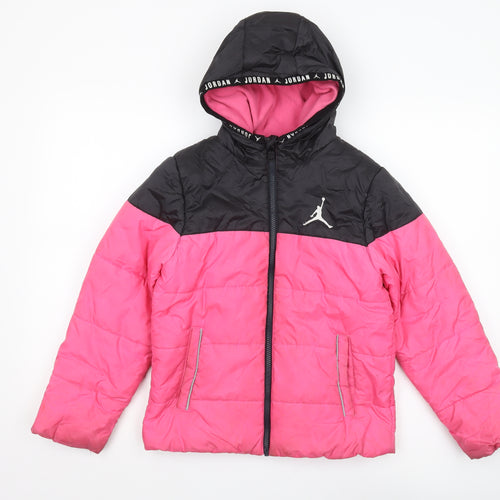 Jordan Girls Pink Black Puffer Jacket M 10-12 Years
