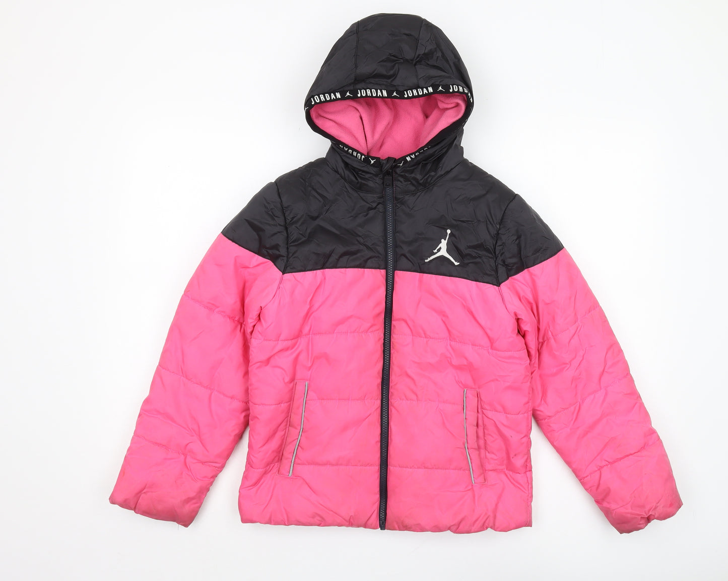 Jordan Girls Pink Black Puffer Jacket M 10-12 Years