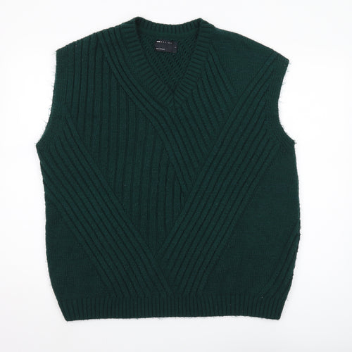 ASOS Men's Green Cable Knit Sleeveless Vest - Size L