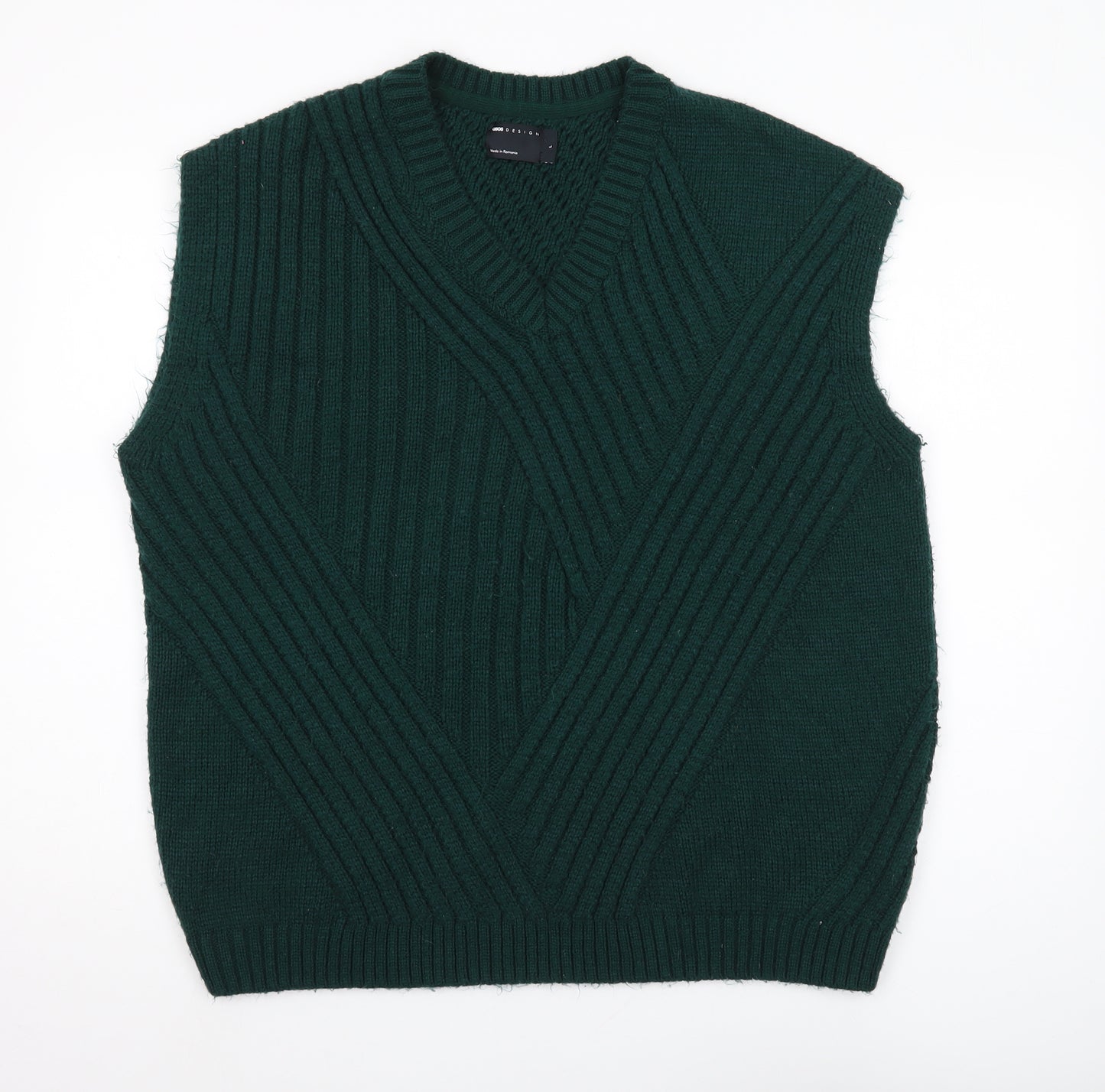 ASOS Men's Green Cable Knit Sleeveless Vest - Size L