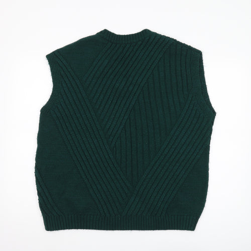 ASOS Men's Green Cable Knit Sleeveless Vest - Size L