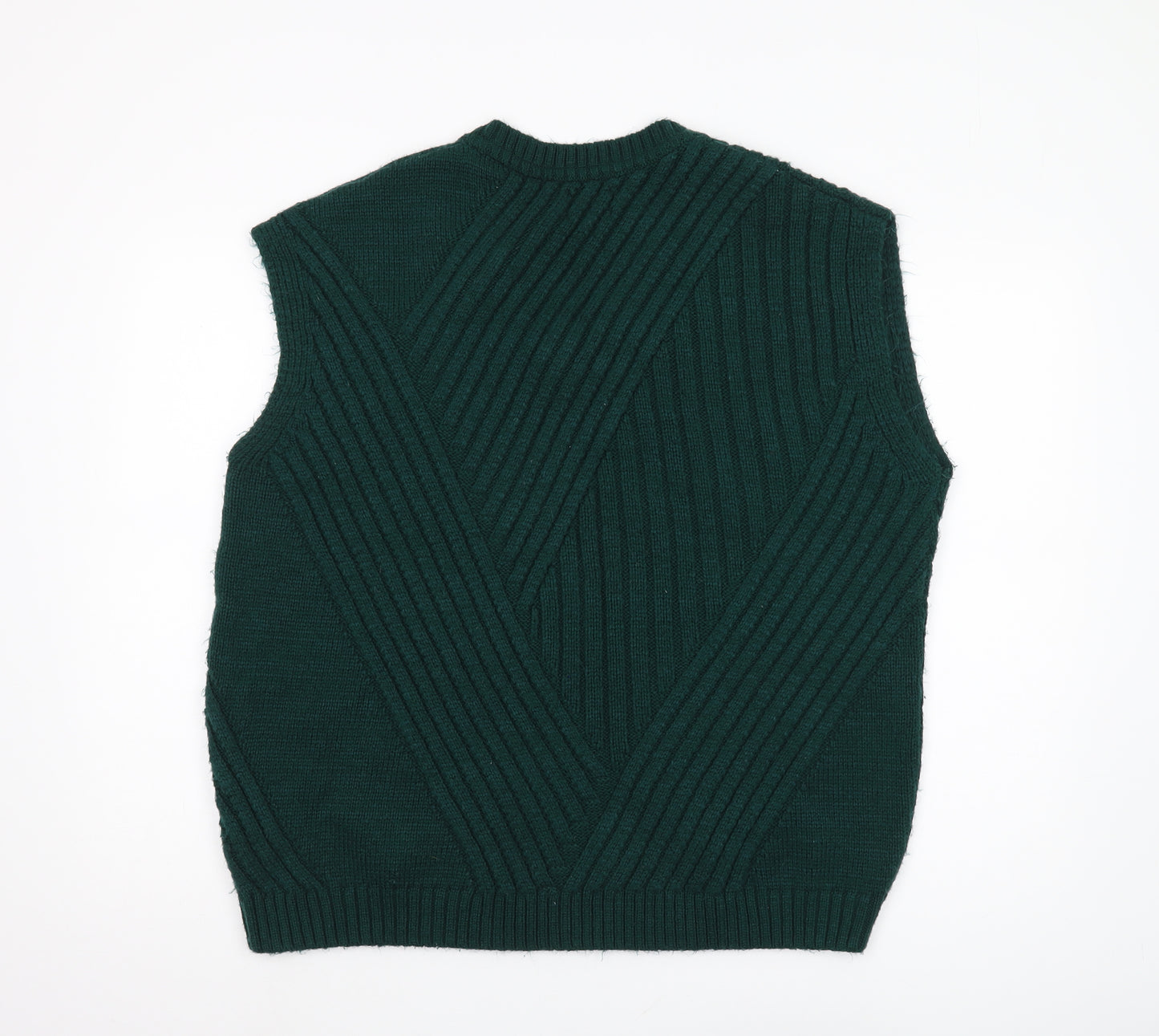 ASOS Men's Green Cable Knit Sleeveless Vest - Size L