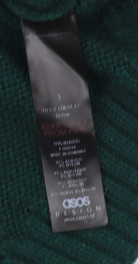 ASOS Men's Green Cable Knit Sleeveless Vest - Size L