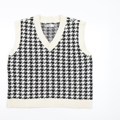 Hollister Women's Black Houndstooth Knit Vest M