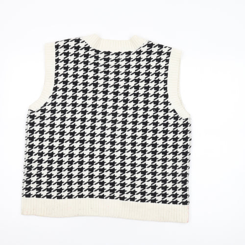 Hollister Women's Black Houndstooth Knit Vest M
