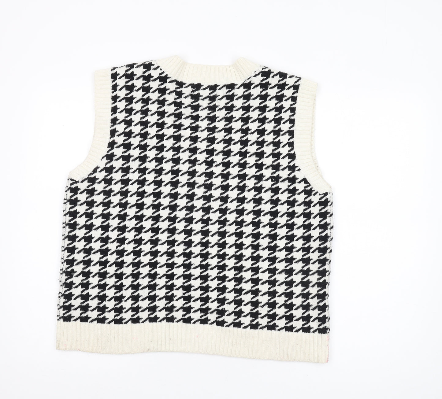 Hollister Women's Black Houndstooth Knit Vest M