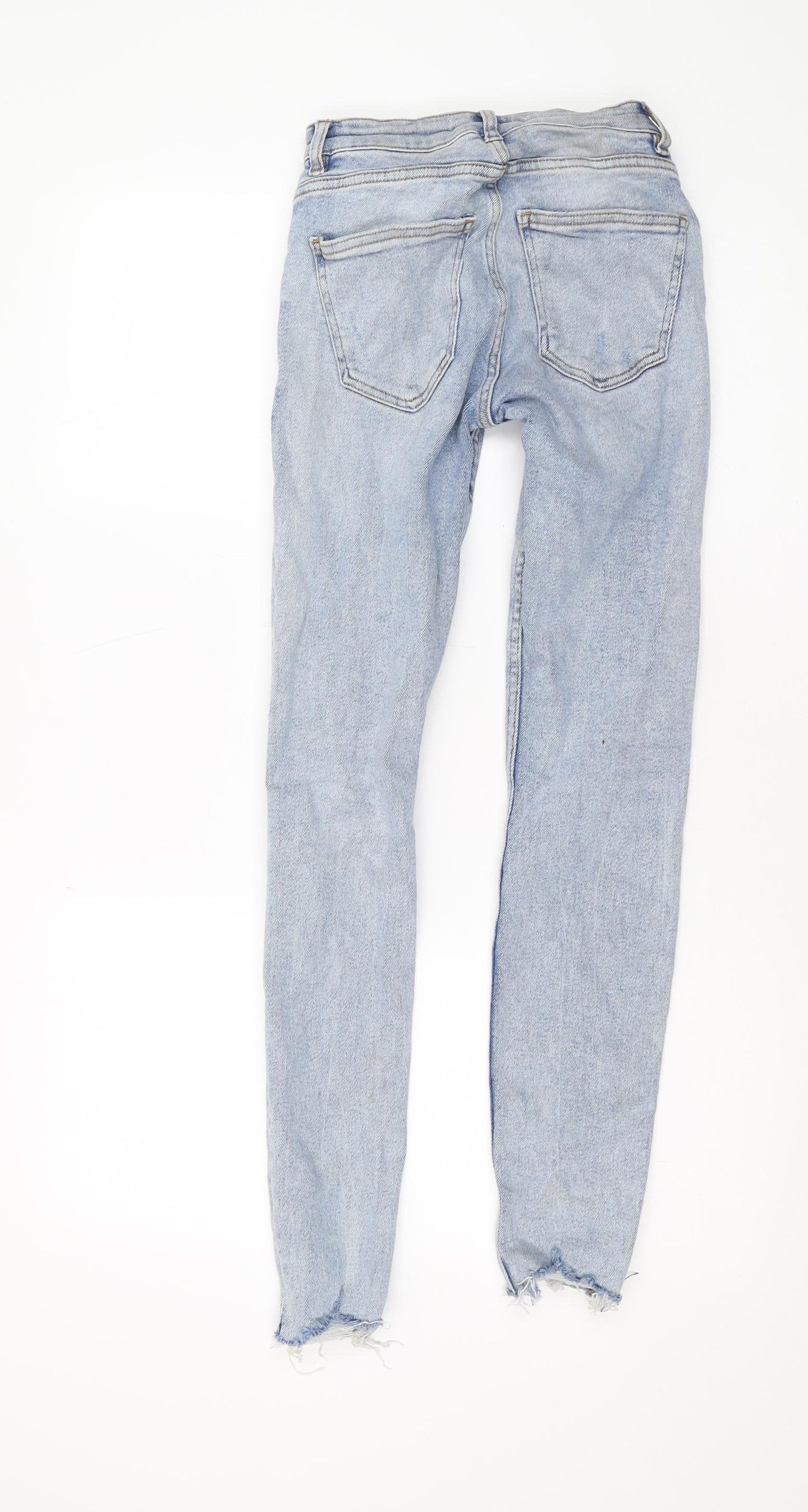 Zara Women's Blue Skinny Distressed Jeans, Size 6