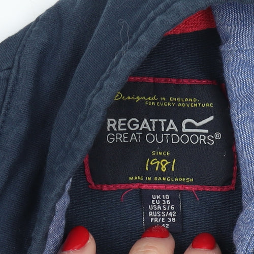 Regatta Women's Blue Striped Henley Sweatshirt Size 10