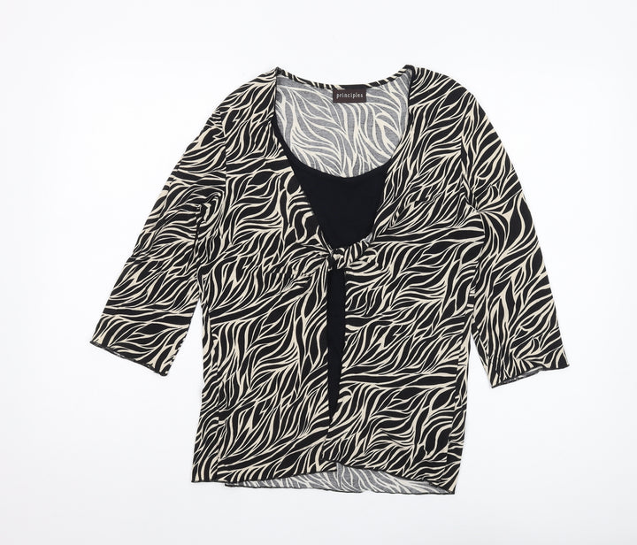 Principles Women's Black Animal Print Blouse - Size 14