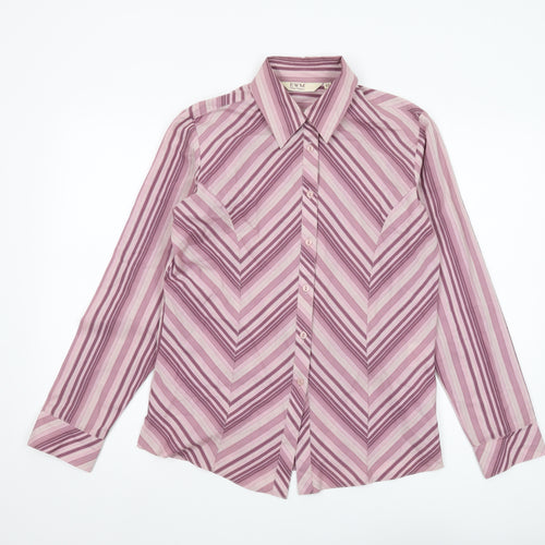 EWM Women's Pink Striped Button-Up Shirt Size 12
