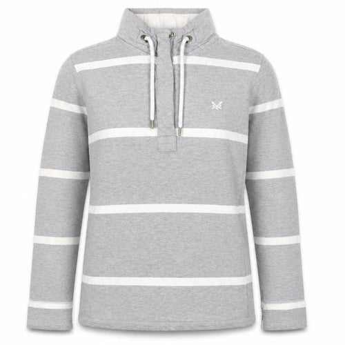 Crew Clothing Women's Grey Striped Henley Sweatshirt, Size 10