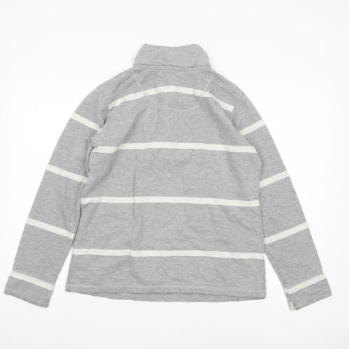 Crew Clothing Women's Grey Striped Henley Sweatshirt, Size 10