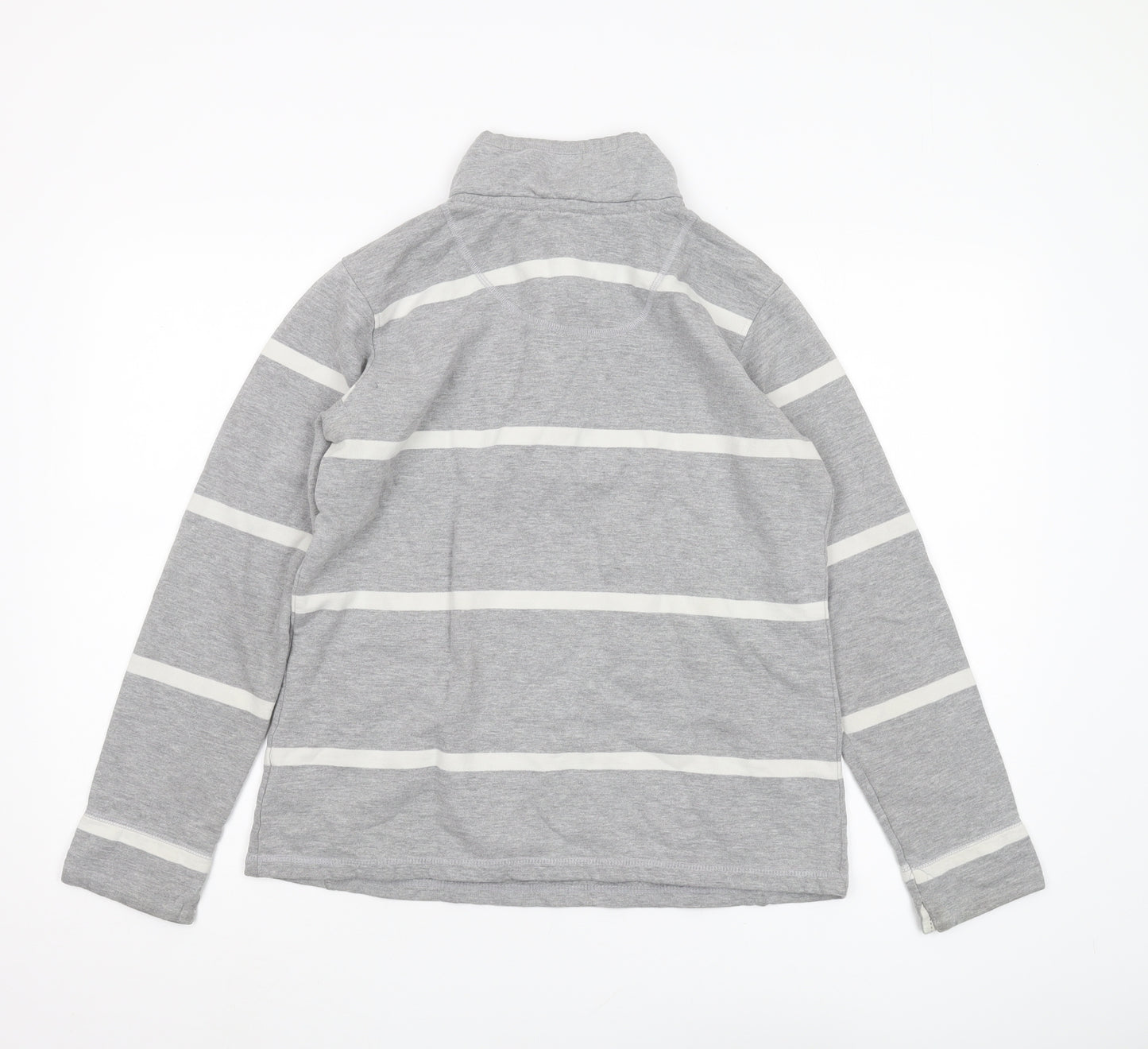 Crew Clothing Women's Grey Striped Henley Sweatshirt, Size 10