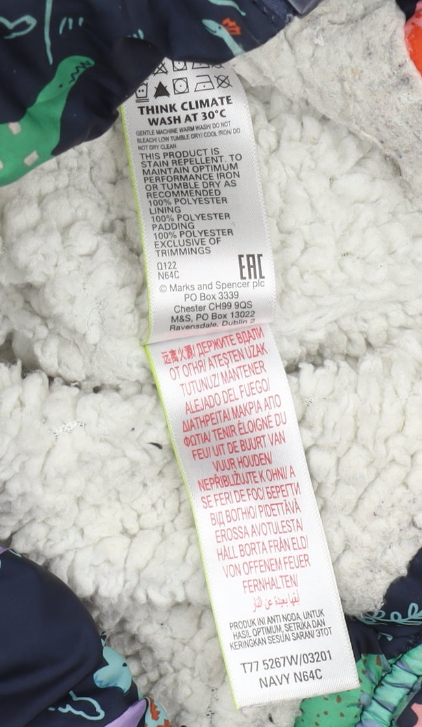 Marks and Spencer Boys' Dinosaur Puffer Jacket 2-3 Years Multicoloured