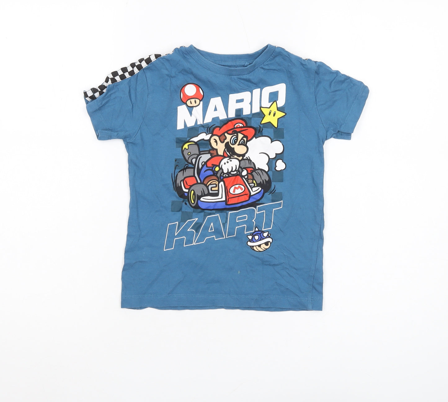 Next Boys Blue Mario Kart T-Shirt, Size 5 Years, Graphic Print