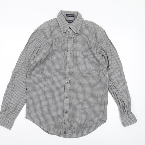 Nautica Men's Grey Check Long Sleeve Shirt S