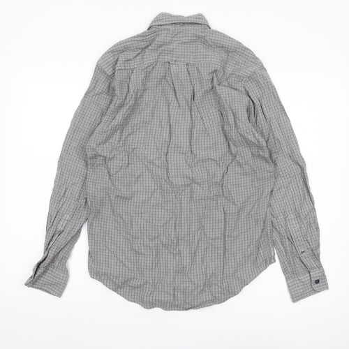 Nautica Men's Grey Check Long Sleeve Shirt S