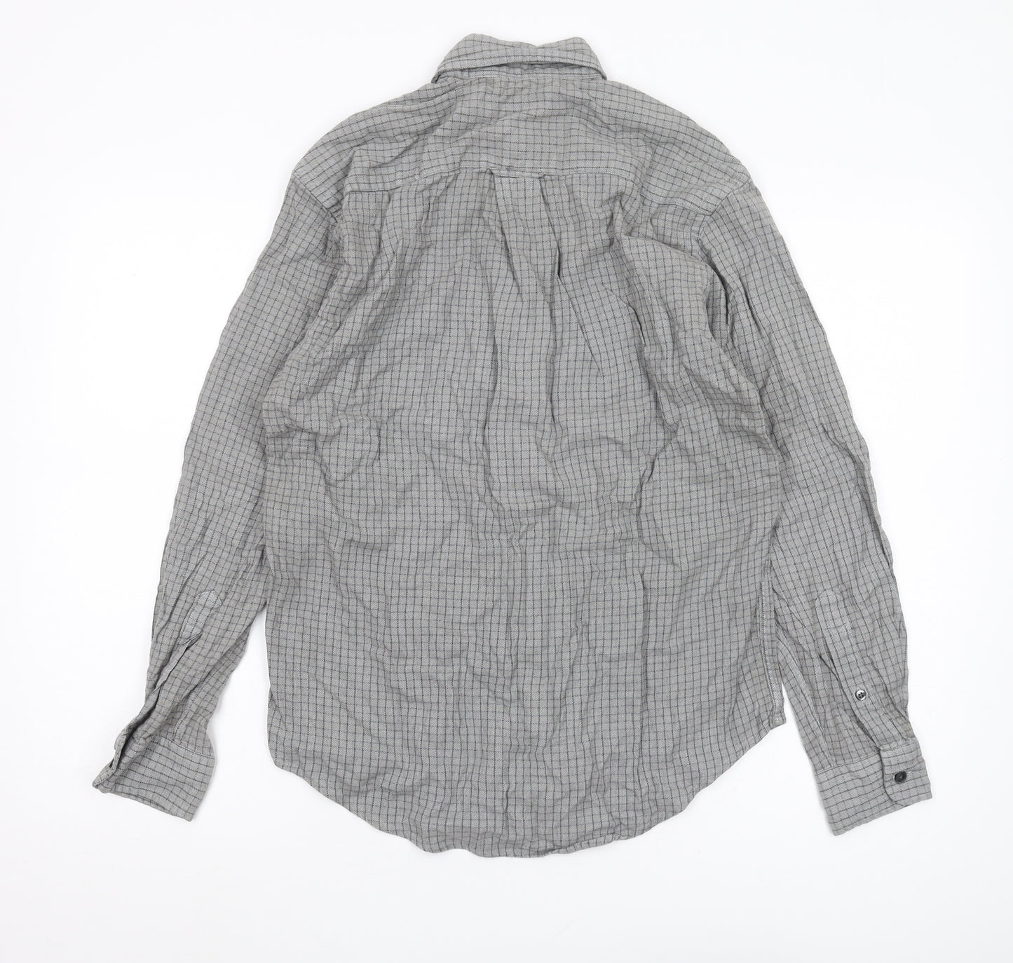 Nautica Men's Grey Check Long Sleeve Shirt S