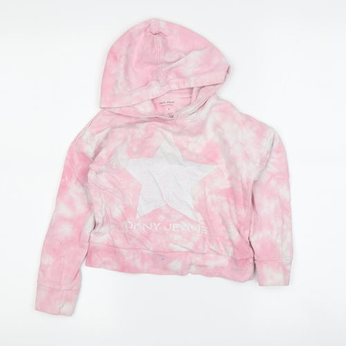 DKNY Girls Pink Star Tie-Dye Hoodie, 4 Years, Casual Pullover