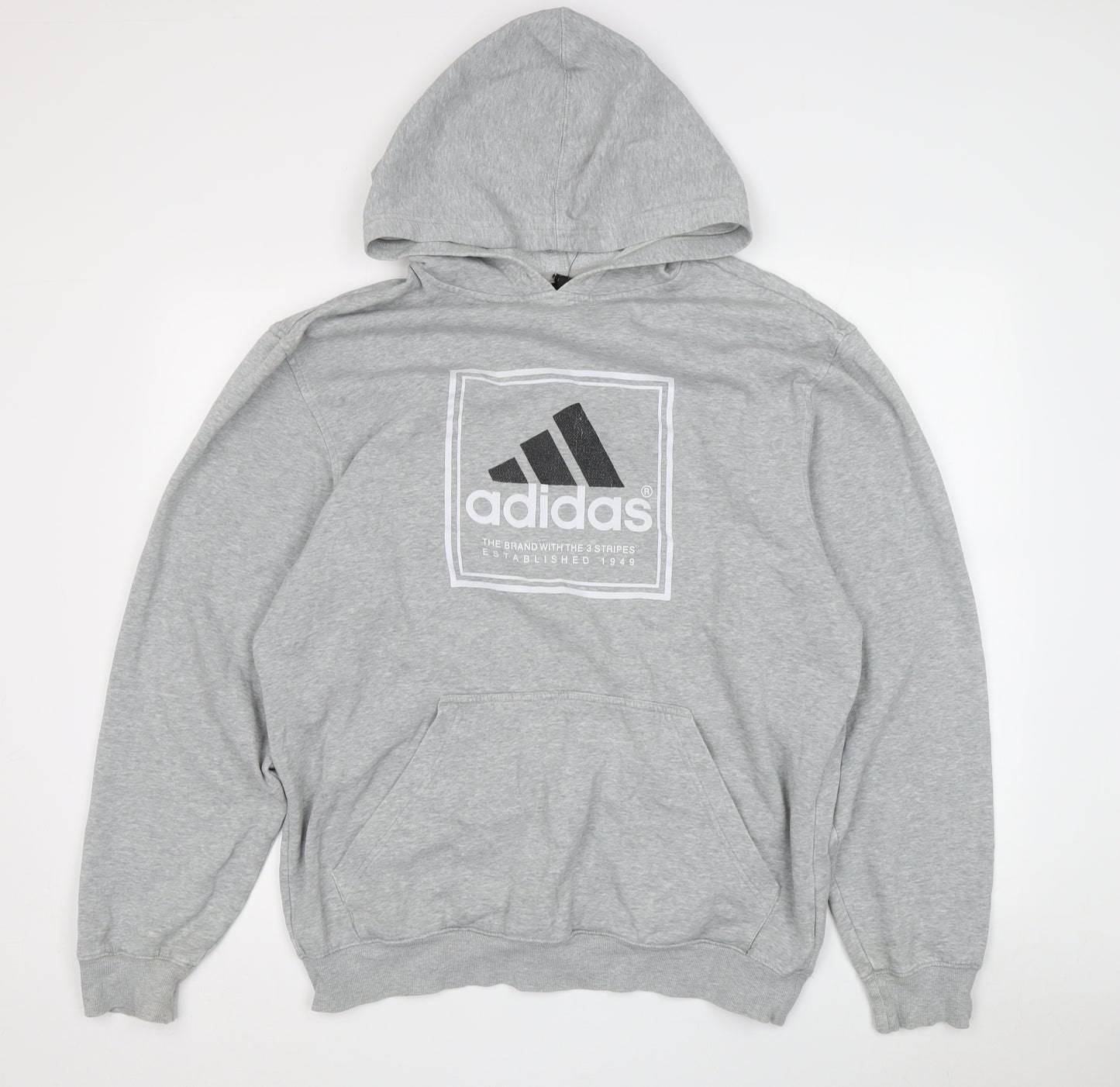 Adidas Men's Grey Pullover Hoodie - Large