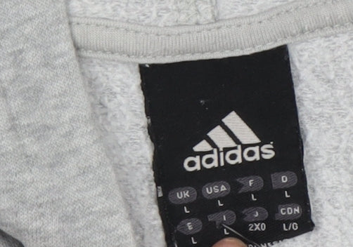 Adidas Men's Grey Pullover Hoodie - Large