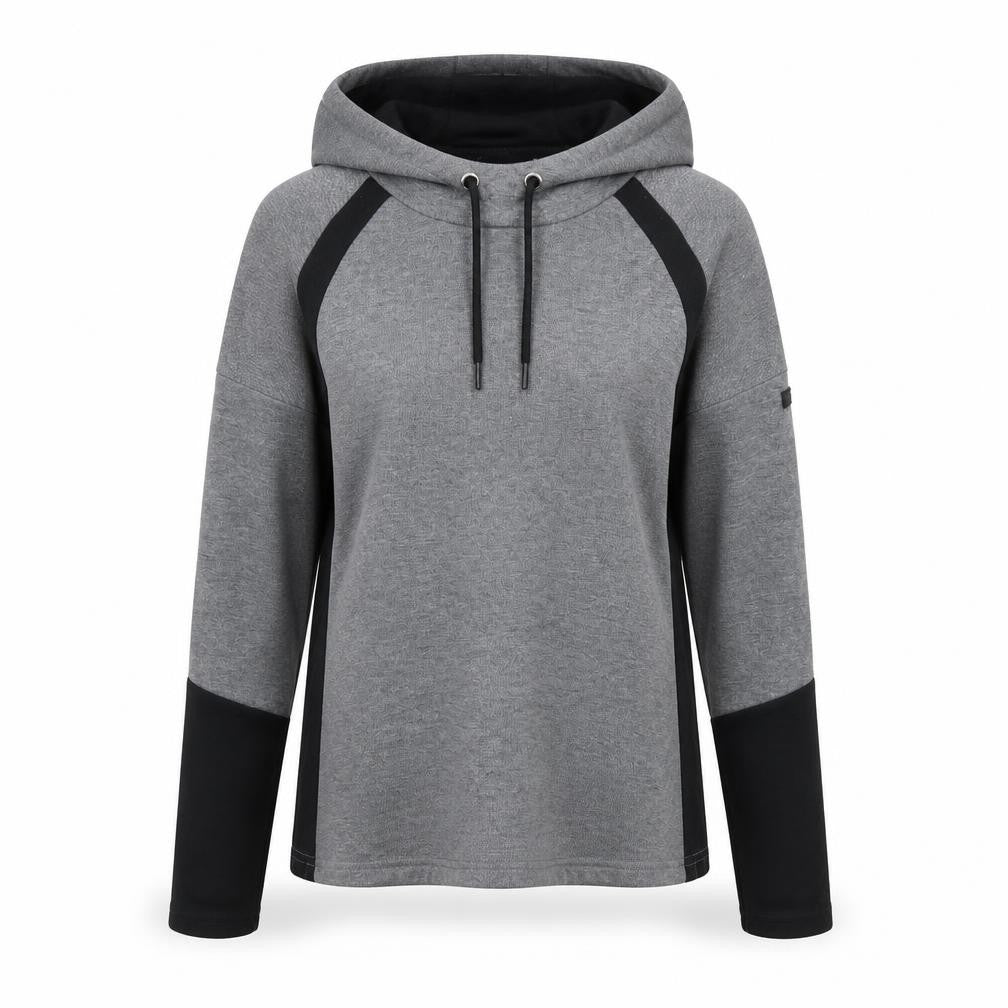 Front view of Firetrap Women's Grey Black Hoodie, size 10, Regular Fit