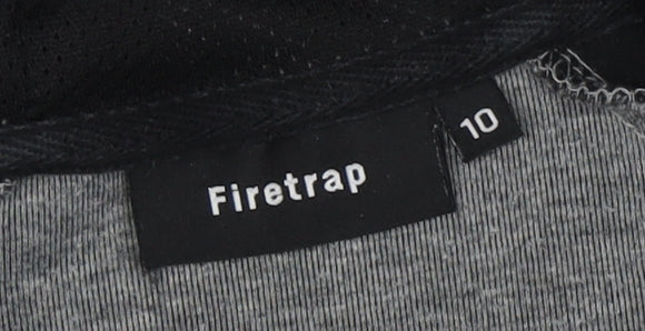 Firetrap Women's Grey Black Hoodie Size 10 Regular Fit