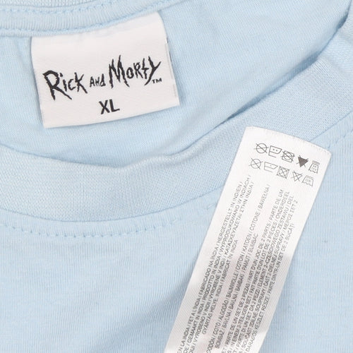 Rick and Morty Men's XL Blue Long Sleeve Cartoon T-Shirt