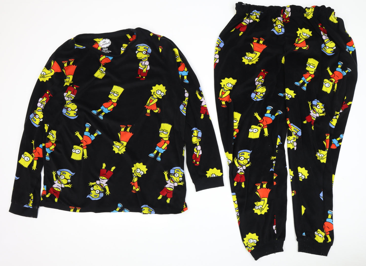 Simpsons Men's Black Polyester Pyjama Set L