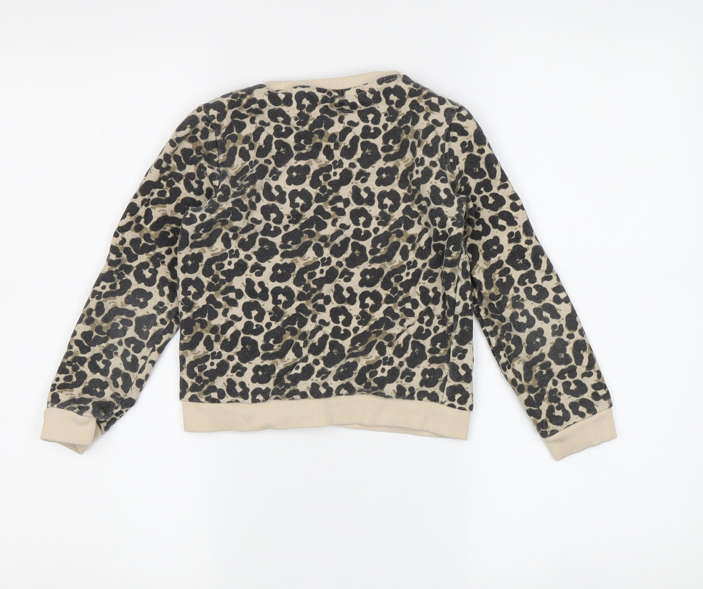 Guess Girls Beige Animal Print Pullover Sweatshirt 5-6Y
