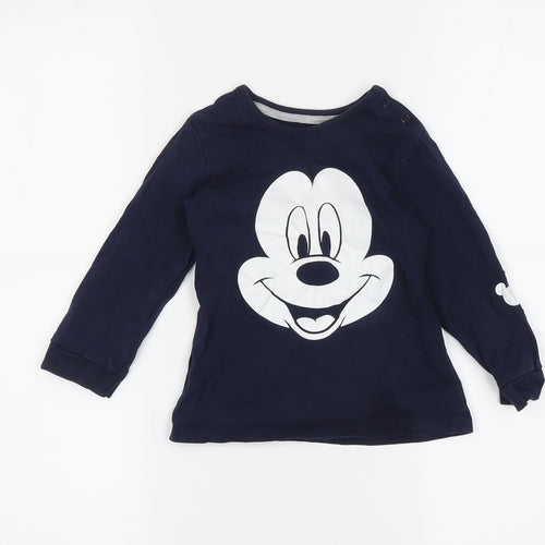 Boys Mickey Mouse Navy Long Sleeve T-Shirt, 3-4 Years, Disney
