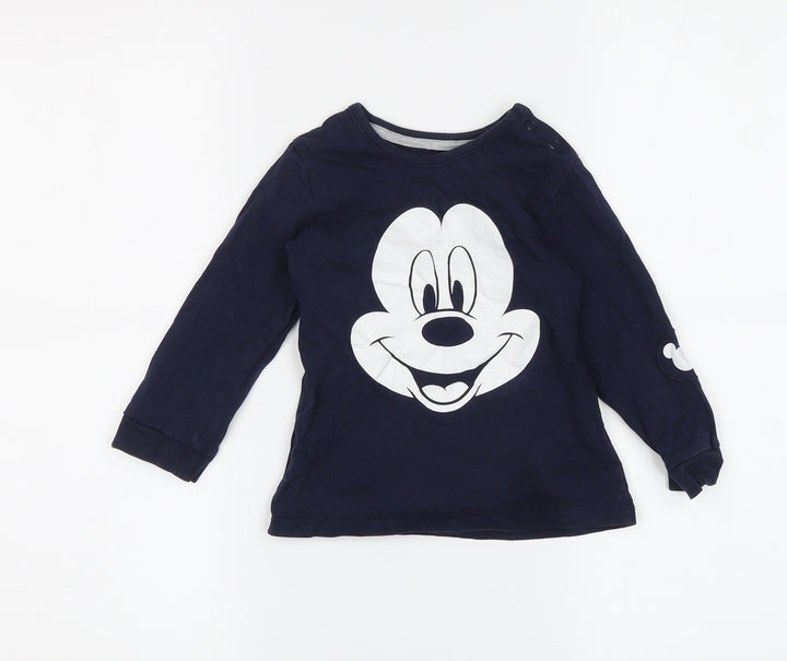 Boys Mickey Mouse Navy Long Sleeve T-Shirt, 3-4 Years, Disney