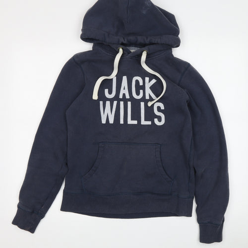 Jack Wills Women's Blue Logo Pullover Hoodie Size 8