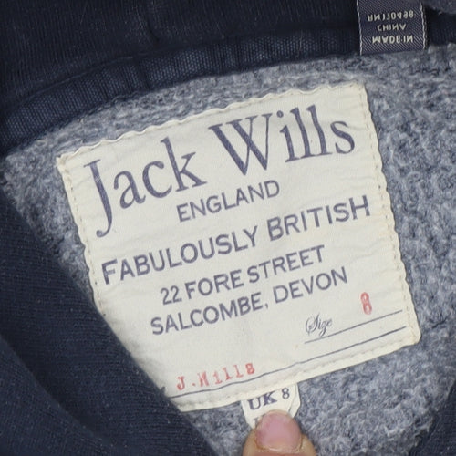 Jack Wills Women's Blue Logo Pullover Hoodie Size 8