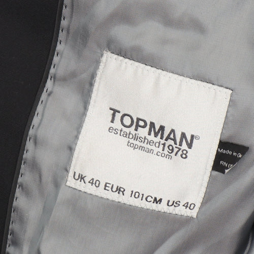 Topman Men's Black Blazer Jacket Size 40 Regular Fit