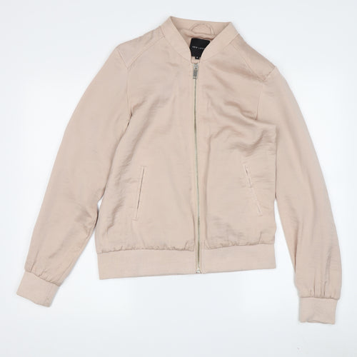 New Look Women's Beige Bomber Jacket Size 8
