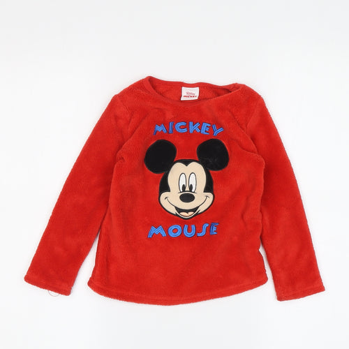 PEP&CO Boys Red Mickey Mouse Long Sleeve Fleece T-Shirt 2-3Y