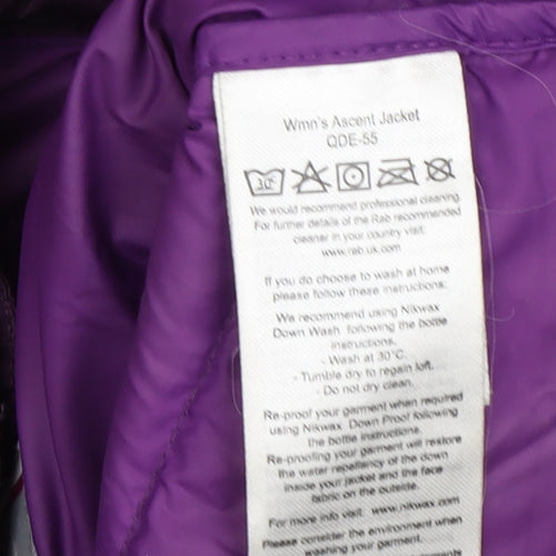 Rab Women's Purple Puffer Jacket, Size 12 - Winter Warmth