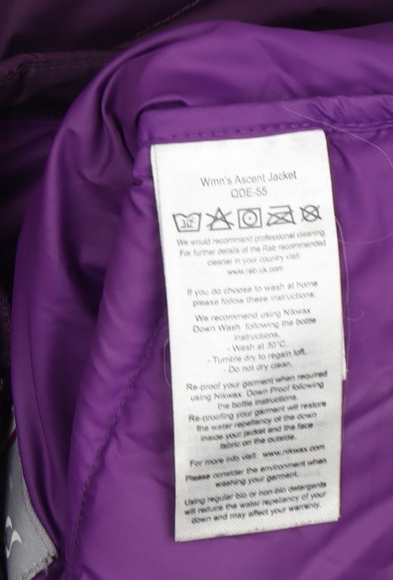 Rab Women's Purple Puffer Jacket, Size 12 - Winter Warmth