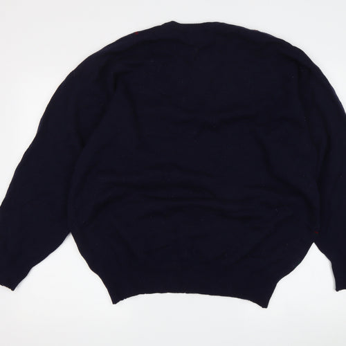 Jaeger Men's Blue Argyle Wool Pullover Jumper Size L