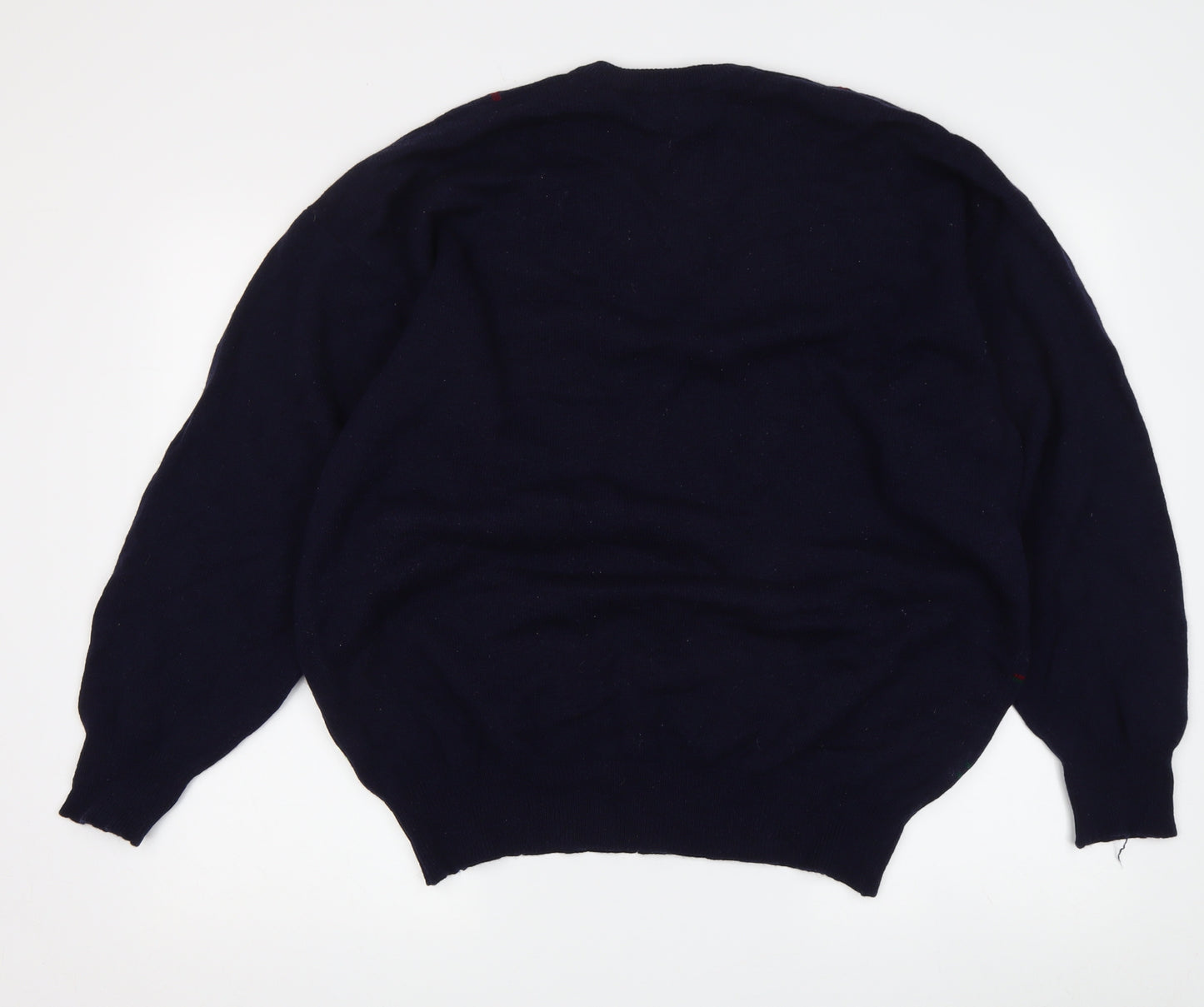 Jaeger Men's Blue Argyle Wool Pullover Jumper Size L